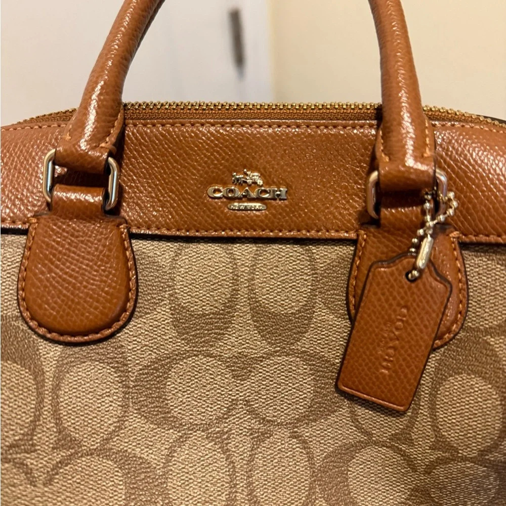 Coach Tan and Brown Signature Satchel - Picture 8 of 10